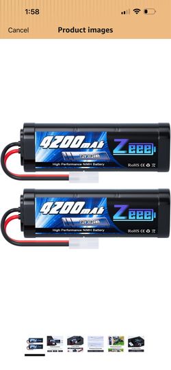 Zeee 7.2V 4200mAh NiMH Battery with Tamiya Connector High Power for RC Car Truck