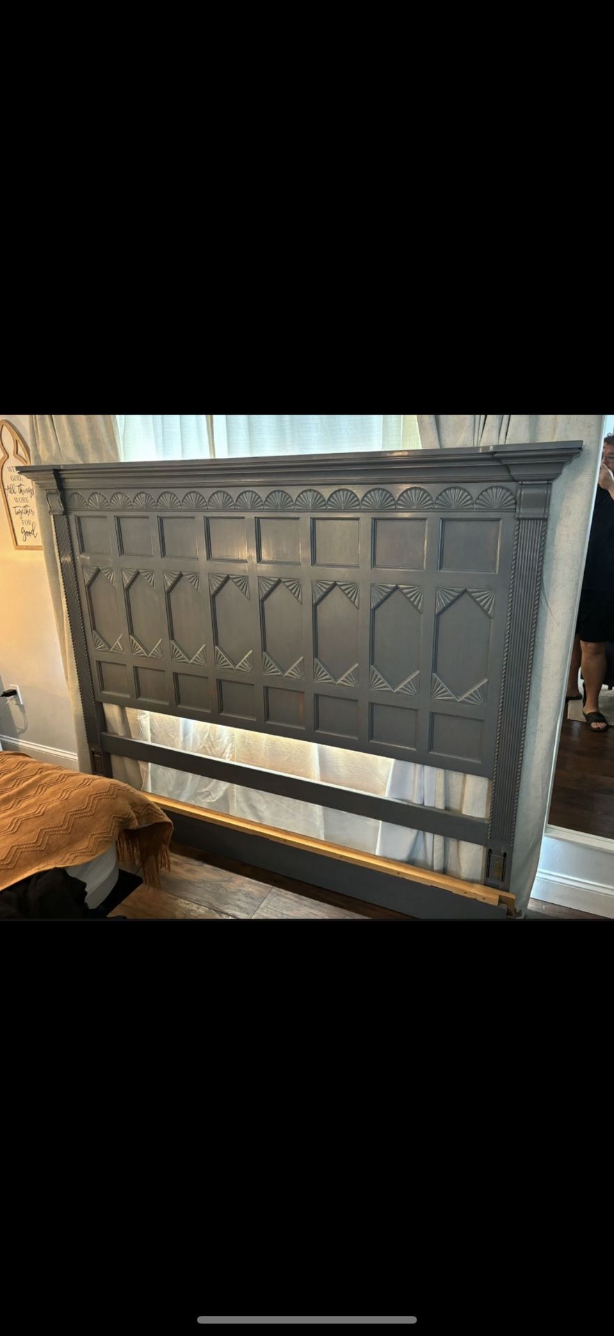 Gorgeous Real Wood King Size Bed Headboard Footboard And Side Rails