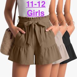 Girls Waist Ruffle Shorts Size 11-12