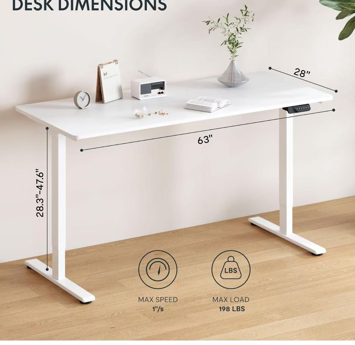 FLEXISPOT Standing Desk with Dual Motor 63 x 28 Inch, Computer Desk with Memory Controller, $100