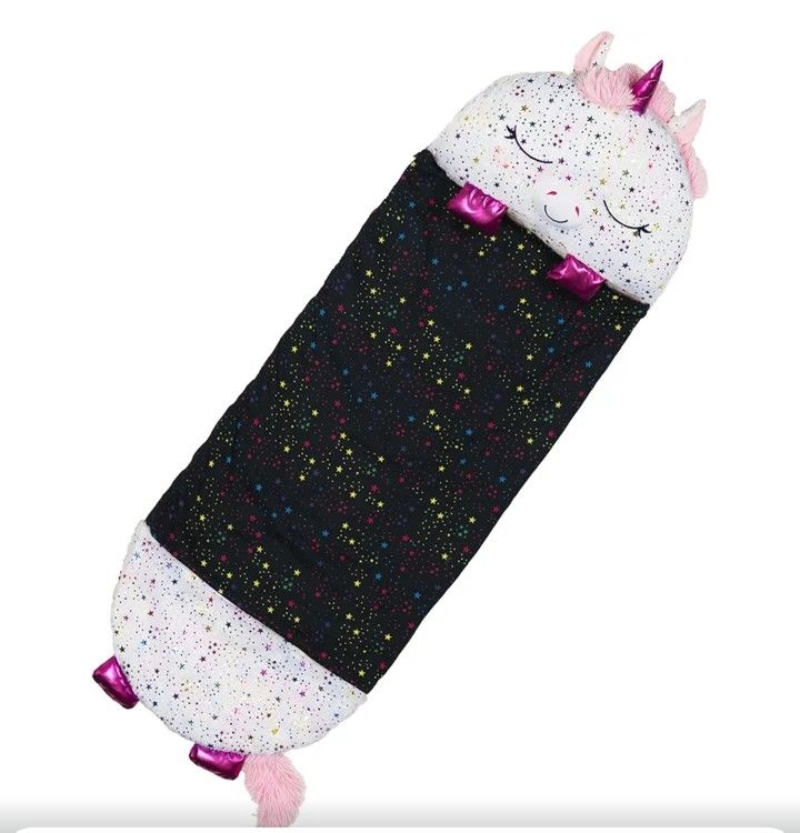 Happy Nappers Pillow & Sleepy Sack- Comfy, Cozy, Compact, Super Soft, Warm, All Season, Sleeping Bag with Pillow- Medium 54” x 20”, Shimmer Unicorn