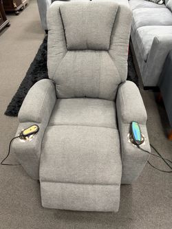 Gray Power Lift Recliner Chair with Massage