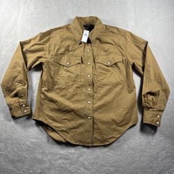 Banana Republic Shirt Women’s XS Brown Pearl Snap Long Sleeve Western NWT #1771