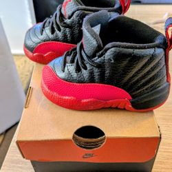 Size 5 Jordan 12 Retro Black / Varsity Red