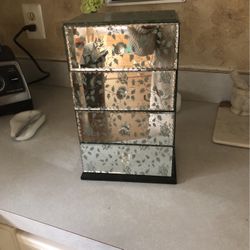 Mirrored Jewelry Box With 4 Drawers 