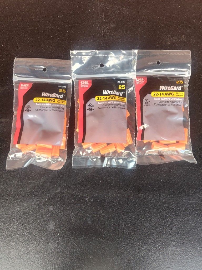 Gardner Bender 003 GB Orange GB 25-003 Wiregard Wire Connectors 25 Count, 25 Pack