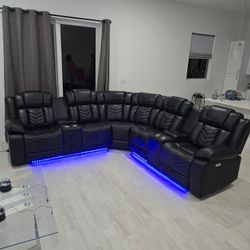 Seccional Reclinable Led Electrico 