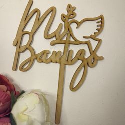 Mi bautizo Cake Topper.  Wooden Baptism Cake Topper.  Cake Toppers decoration. 