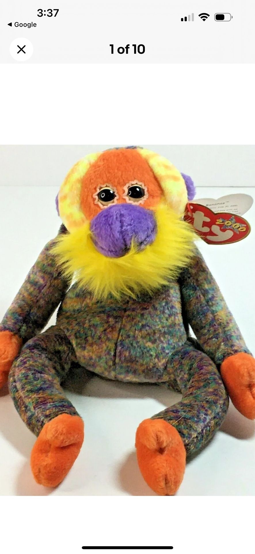 ty Beanie Baby Banana the Orangutan 2000