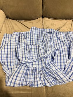 Blue and White Gingham Skirt with Belt
