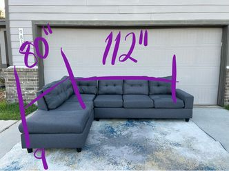 Gray Fabric Sectional Sofa with Chaise