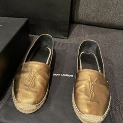 YSL Espadrilles Special Edition Gold Metallic  Size 39