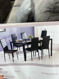 Furniture table with six chairs