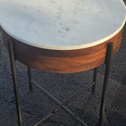 Birkdale Round Marbel /wood End Table White