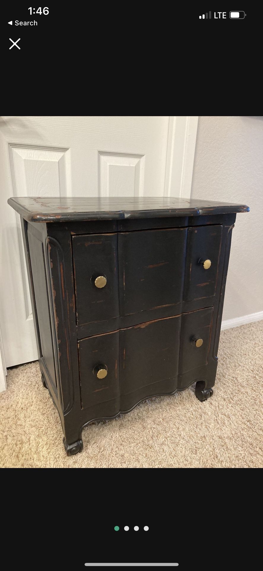 Rustic Solid Wood Heirloom Night Stand w/ brass accents