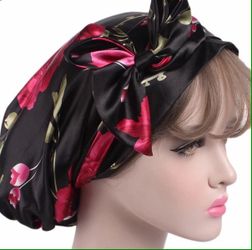 Woman sleeping bonnet silky satin head scarf