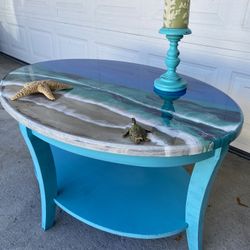 Oval Coffee Table Resin Ocean Heavy 