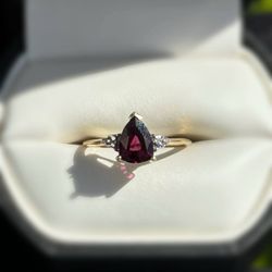 Jewelry 10k solid yellow gold diamonds purpurite 0.81 CTW ring sz 7.00