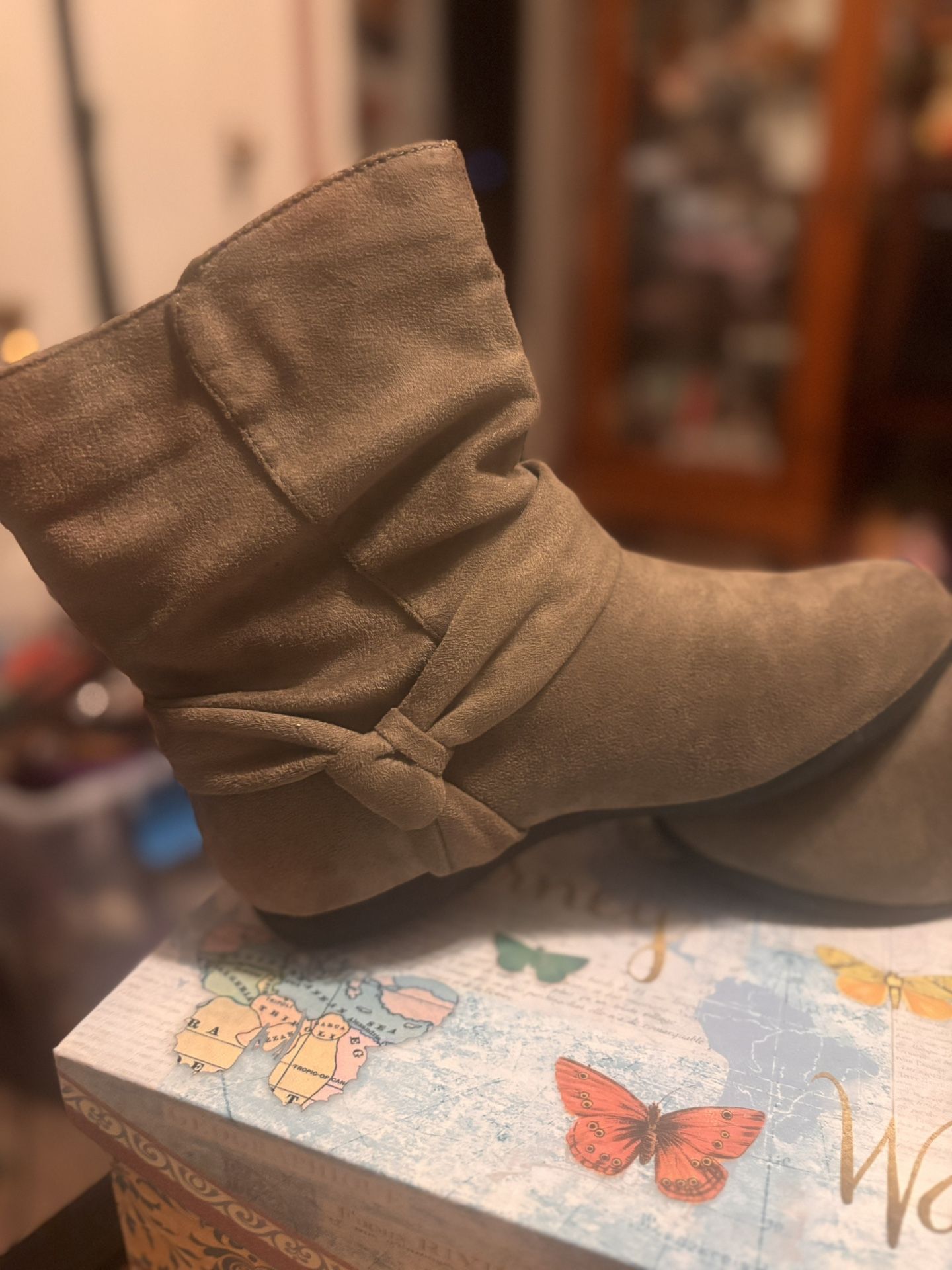 Beige Suede Boots 6