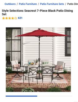 7 Piece Outdoor Dining Set Style Selections, Table, 4 Chairs, White Or Brown 