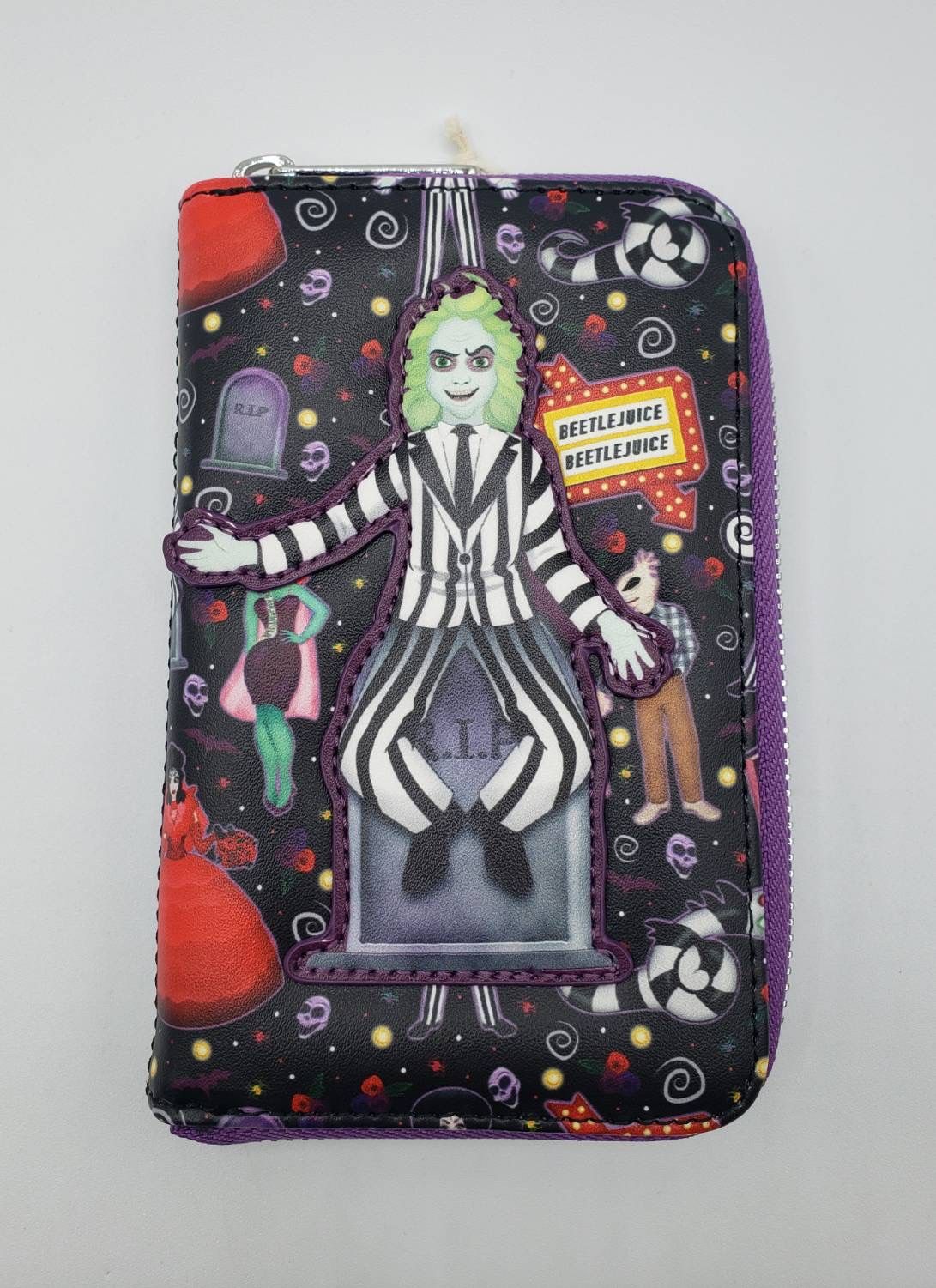 Loungefly Warner Brothers Tim Burton Beetlejuice Icons AOP Zip Around Wallet