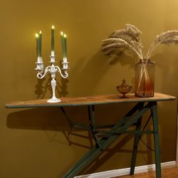 Vintage Green Wood Ironing Board Console Table