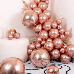 69pcs Rose Gold Metallic Balloons 