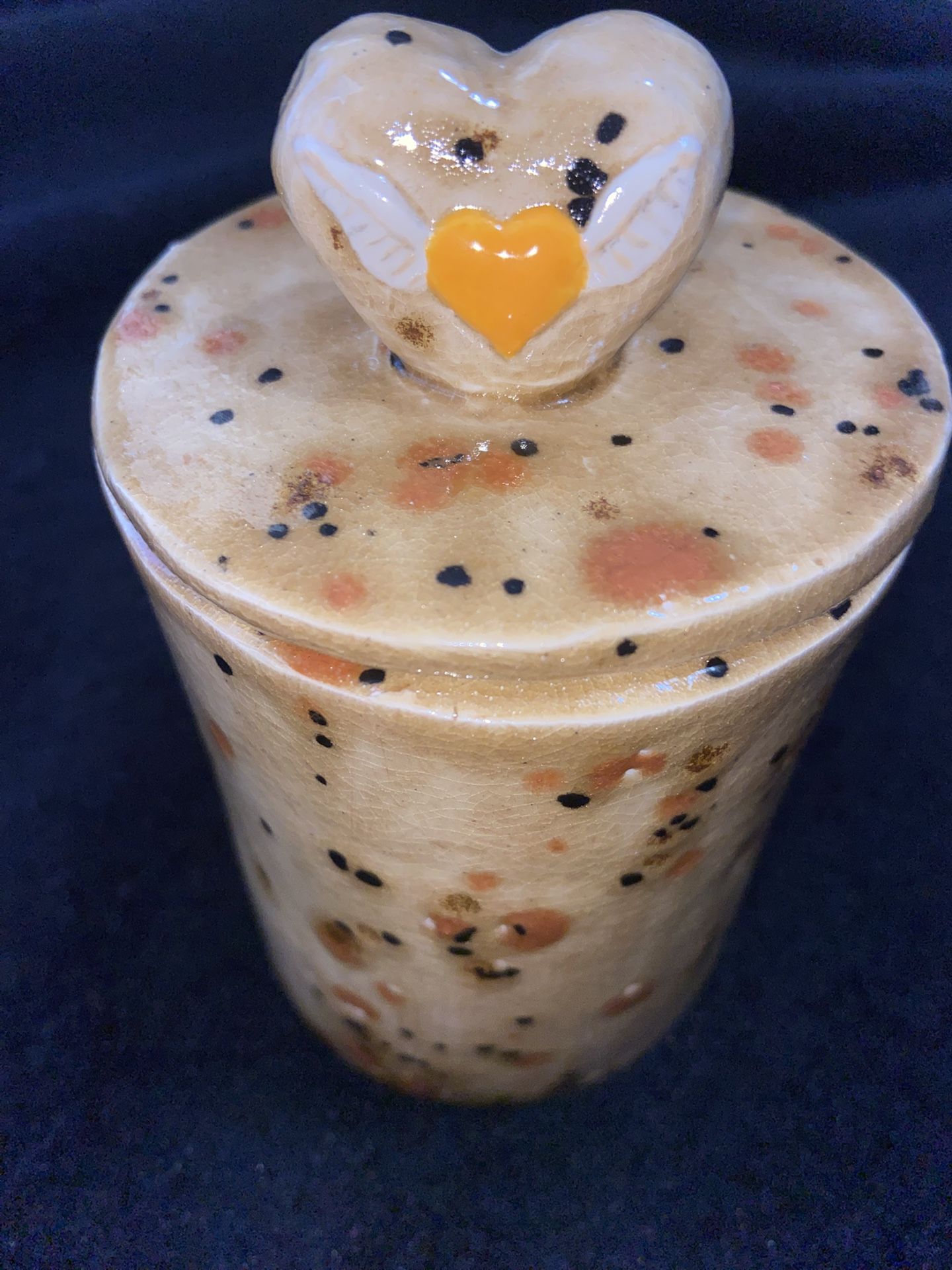 Ceramic Pottery Pet Urn Wings Heart Cycle