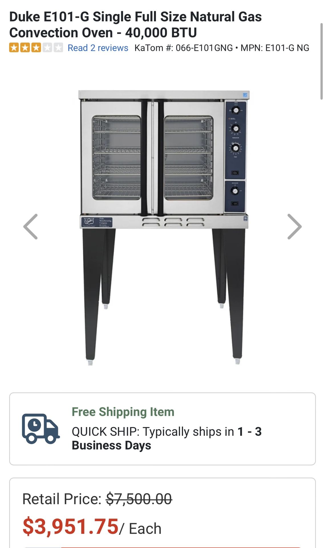 Convection Oven | Commercial Full-size | Natural Gas