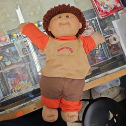 1(contact info removed) Vintage Cabbage Patch Kids Coleco Doll 2 Lower Teeth Brown Curly Hair