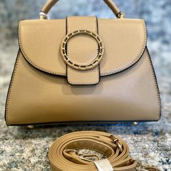 Beige Handbag With Detachable Strap