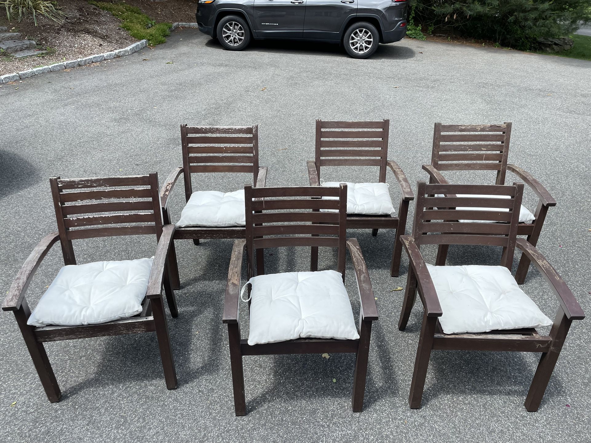 (6) Pottery barn Outdoor Teak Wood Patio Chairs