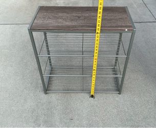 3-Tier Metal Shoe Rack with Wood Top
