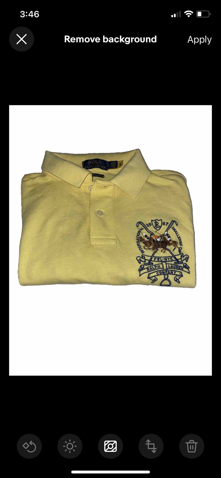 POLO RALPH LAUREN Men’s Yellow Custom Slim Fit Big Triple Pony Polo Shirt Size S