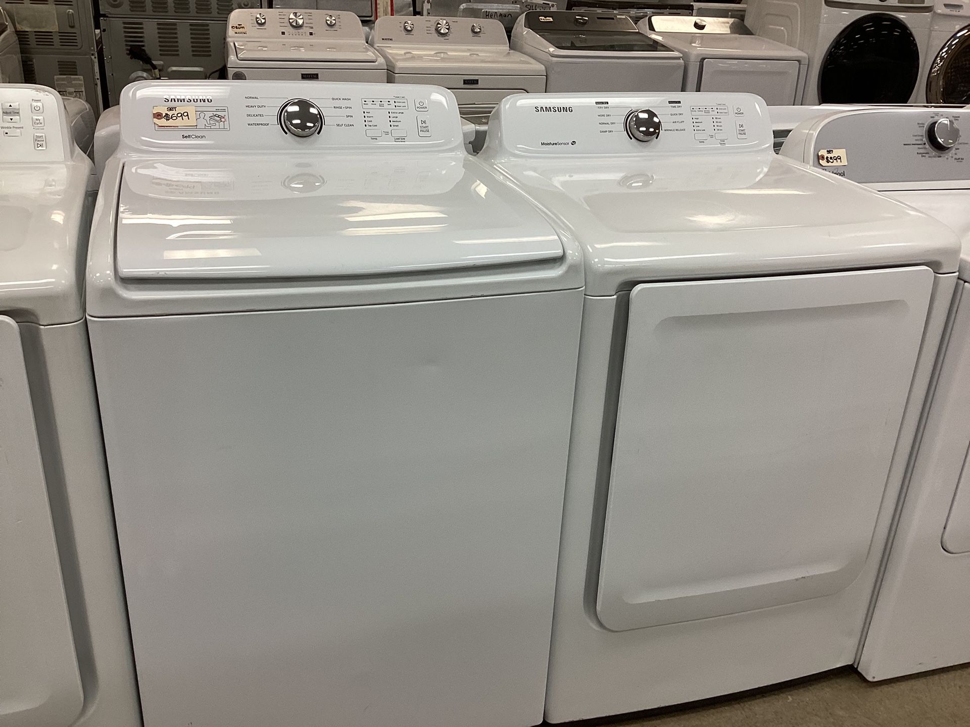 Samsung Top Load Washer And Electric Dryer Set With Self Clean
