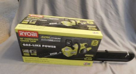 NEW RYOBI Cordless Chainsaw 14 in. 40-Volt Lithium-Ion with Battery Charger