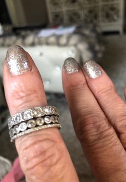 Set of 3 925 sterling silver and rhinestone rings