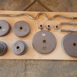 1 Inch Weight Set With Dumbell And Curl Bar