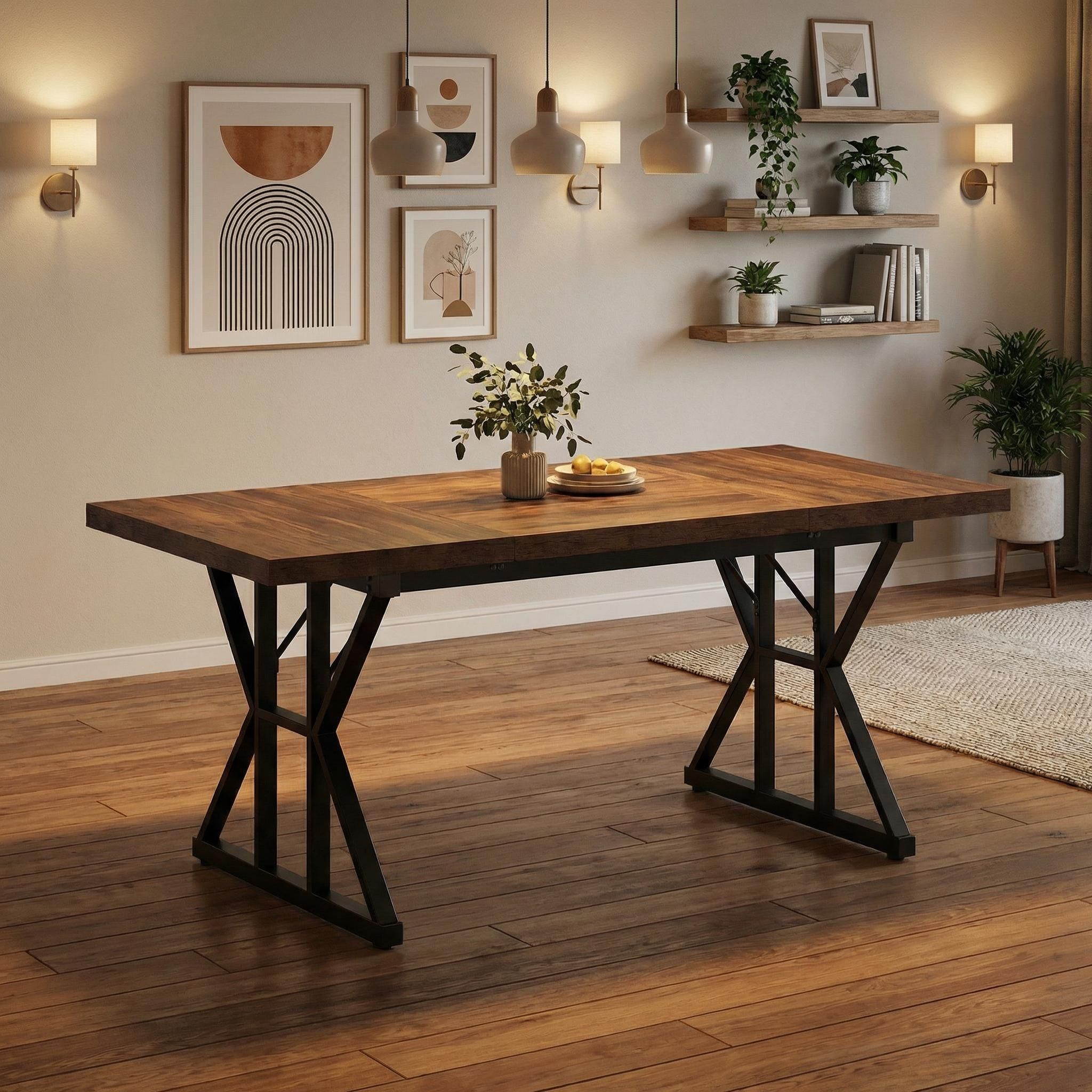 Homy Casa LEONARD 63" Dining Table for Kitchen & Dining Room