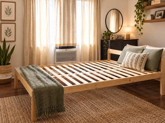 Natural Wood Platform Bed Frame with Slats- Full sized