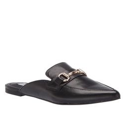 STEVE MADDEN Black Leather Fortress Horse Bit Pointed Toe Slip On Loafer Mules