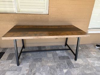 Industrial Wood Top Dining Table with Metal Legs