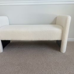 52” White Upholstered bench