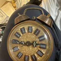 Vintage Silvoz Brass Double Bell Alarm Clock – 1930s/40s German Art Deco Roman Numeral