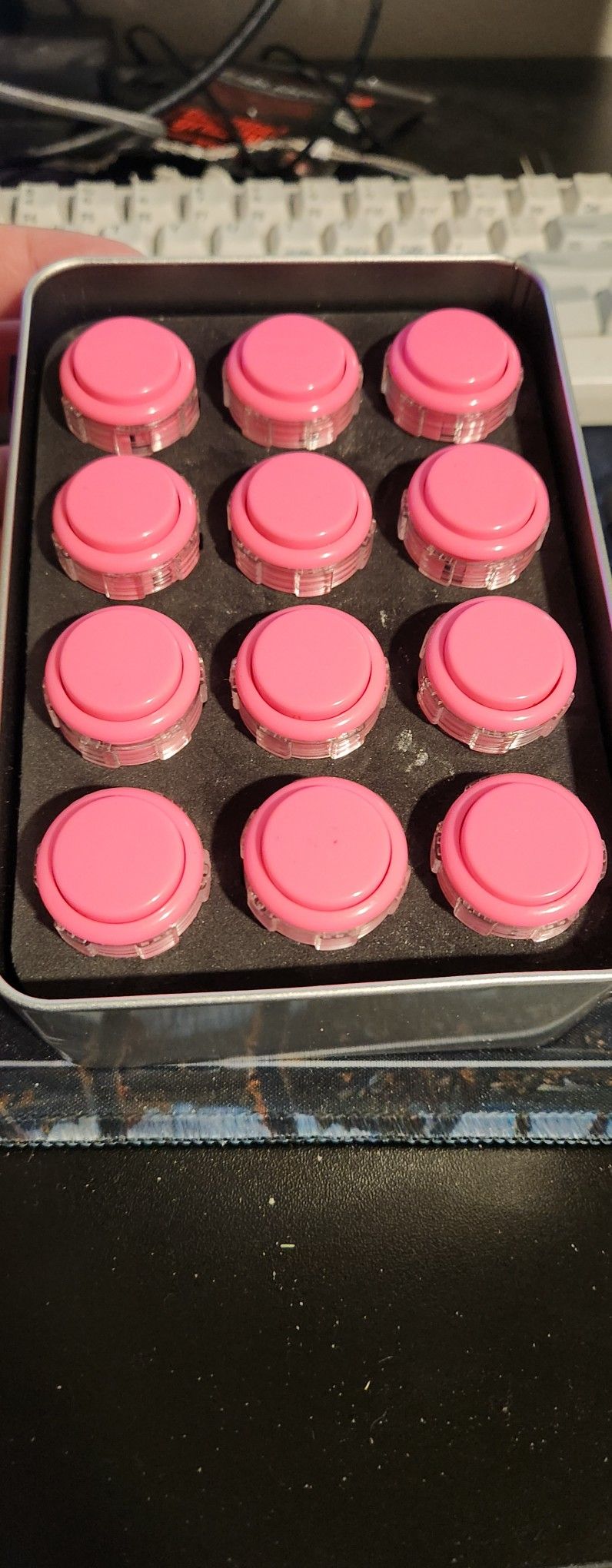 Crown/ Samducksa Arcade Mx 24mm Screw button Pink