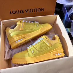 LV trainer yellow low-top sneakers