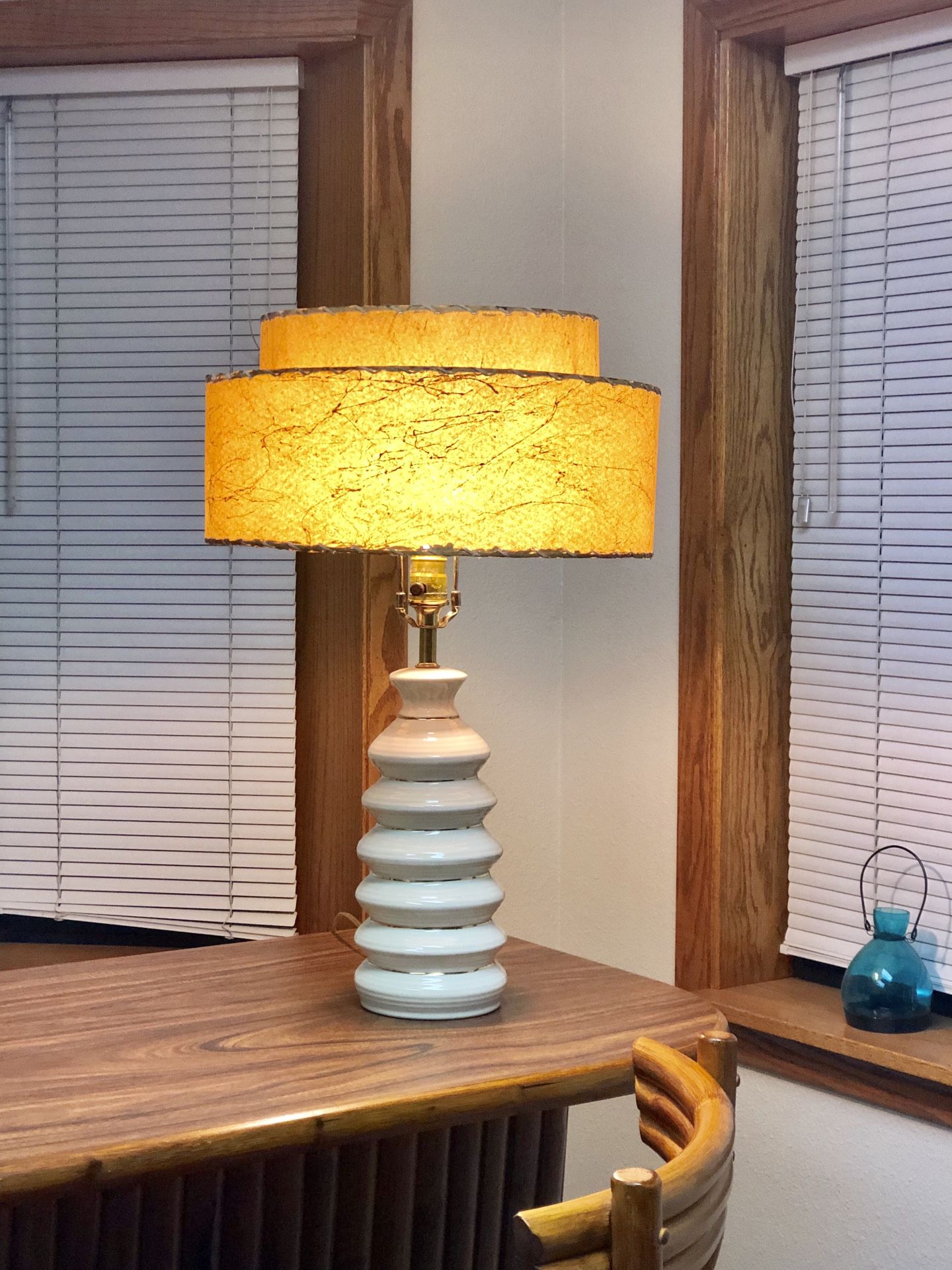 Vintage Lamp Fiberglass Lampshade Atomic Mid Century