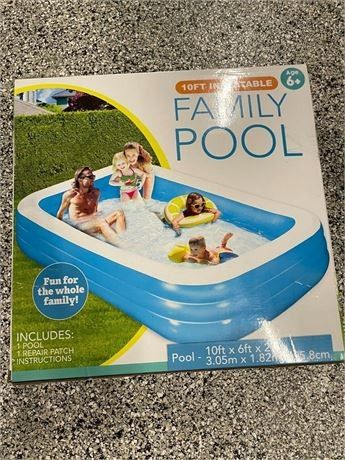 10ft Inflatable Family Swimming Pool - Rectangular - 10ft x 6ft x 22ft

