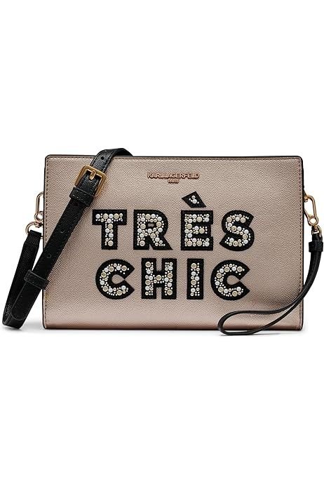 Karl Lagerfeld Paris Crystal Embellished Convertible Crossbody Bag Cluth Purse Tres Chic