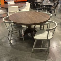 Round Wooden Dining Table With 4 Chairs Dining Set 